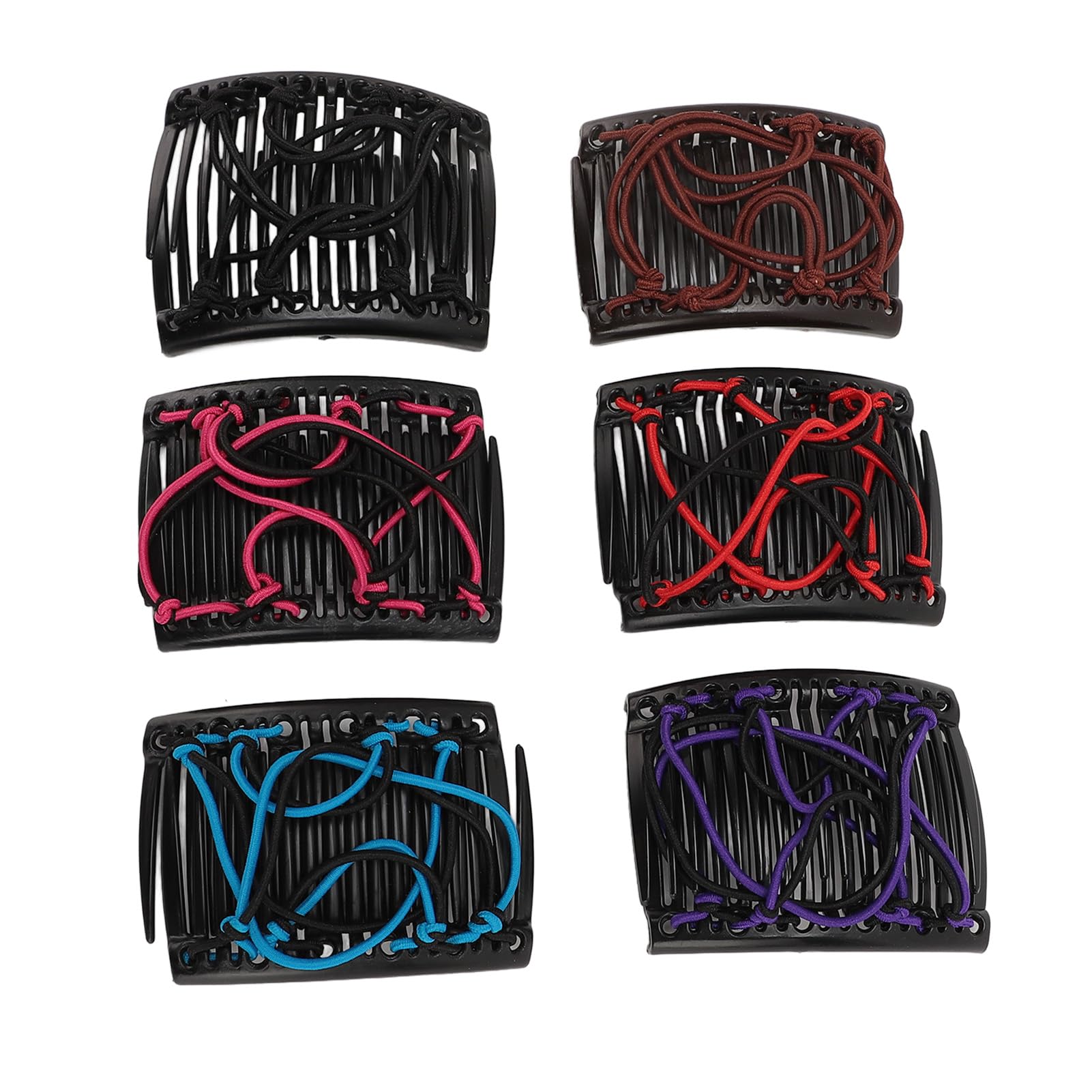 Stretchy Double Comb, 6 Pack Plastic Stretchy Double Comb Hair Clip Versatile Magic Hair Side Comb Vintage Elastic Comb Hair Clip Adjustable Hair Accessories for Women Girls