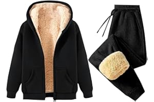 CANBEBIG 2 Piece Outfits Women Sherpa Fleece Lined Sweatsuits Zip Up Hoodie and Sweatpants Sets Matching Sets Warm Sets