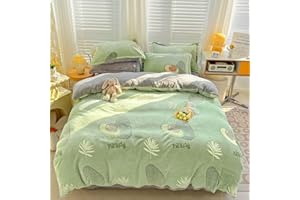 CinYana Avocado Green Duvet Cover Set Fluffy Duvet Cover Kawaii Cartoon Comforter Cover Soft Kids Duvet Cover Queen Bedding Set(Avocado,Queen)