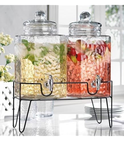 Classic Beverage Drink Square Dispenser Hammered