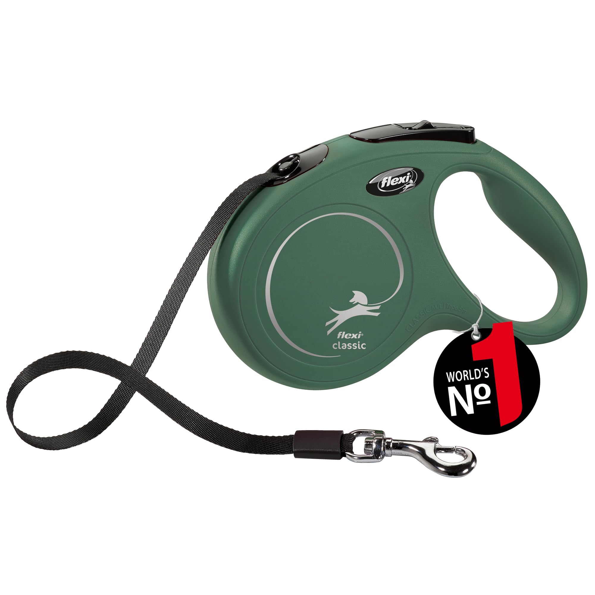 flexi® Classic M Belt 5 m Olive Green Roll Lead for Dogs up to 25 kg