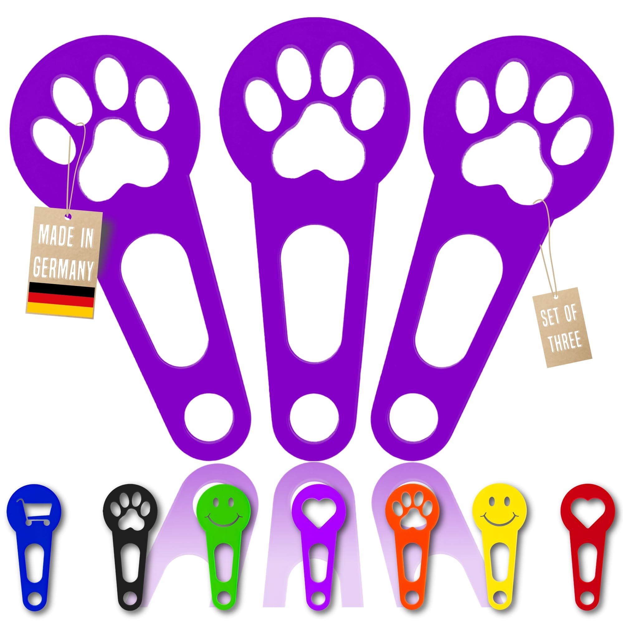 3x shopping cart chip that can be removed immediately as a key chain; 3 pieces in a set shopping cart release shopping cart unlocker; handmade 3D printing (Paw, Purple)