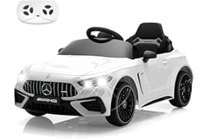 Licensed Mercedes-Benz Kids Electric Car by TOBBI, Toddlers Ride On Toy, Battey-Powered Vehicle with Parental Remote Control/Soft Start/3 Speeds/Horn & LED for Children Ages 3-6 Years-White
