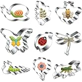 9 Pcs Insect Cookie Cutters Set Stainless Steel Butterfly Bee Biscuit Molds | Sturdy &amp; Durable, Rust-Resistant, Rolled Edge Safe Grip, Effortless Cuts, Versatile Baking Tool, Insect Spring Party Supplies