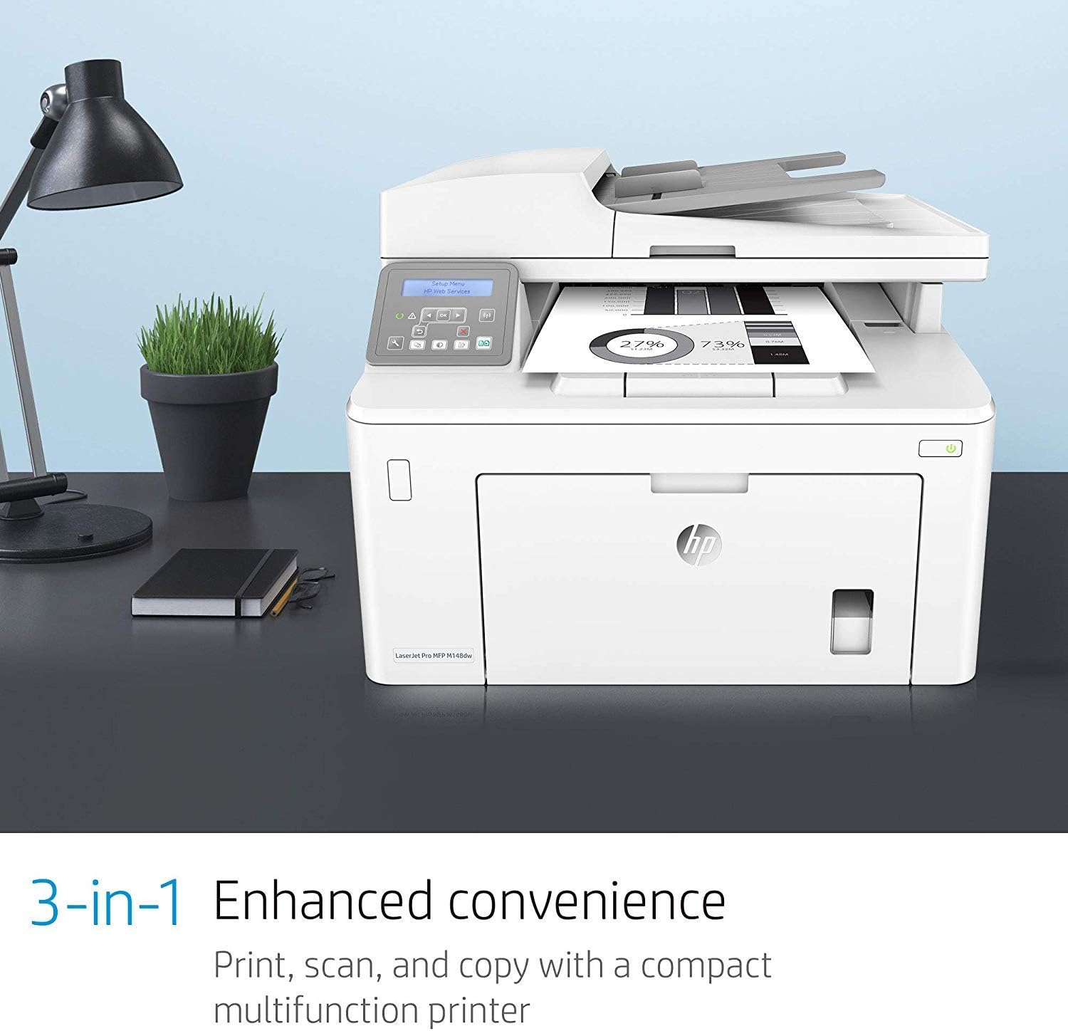 HP Laserjet Pro M148dw All-in-One Wireless Monochrome Laser Printer, Mobile & Auto Two-Sided Printing, Works with Alexa (4PA41A)