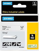 Dymo Rhino Industrial Vinyl Labels 9 mm x 5.5 m Black on White Self-Adhesive