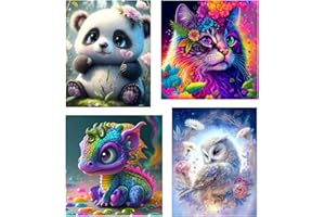 TIWABB 4 Pack Stamped Cross Stitch Kits - Counted Cross Stitch Kits for Beginners Adults,11 CT Animal Patterns Dimensions Embroidery Kits Arts Craft Kits,for Gift and Home Decor 12x16-13.8x13.8inch