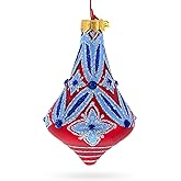 Blue Geometrical Bell Finial Glass Christmas Ornament
