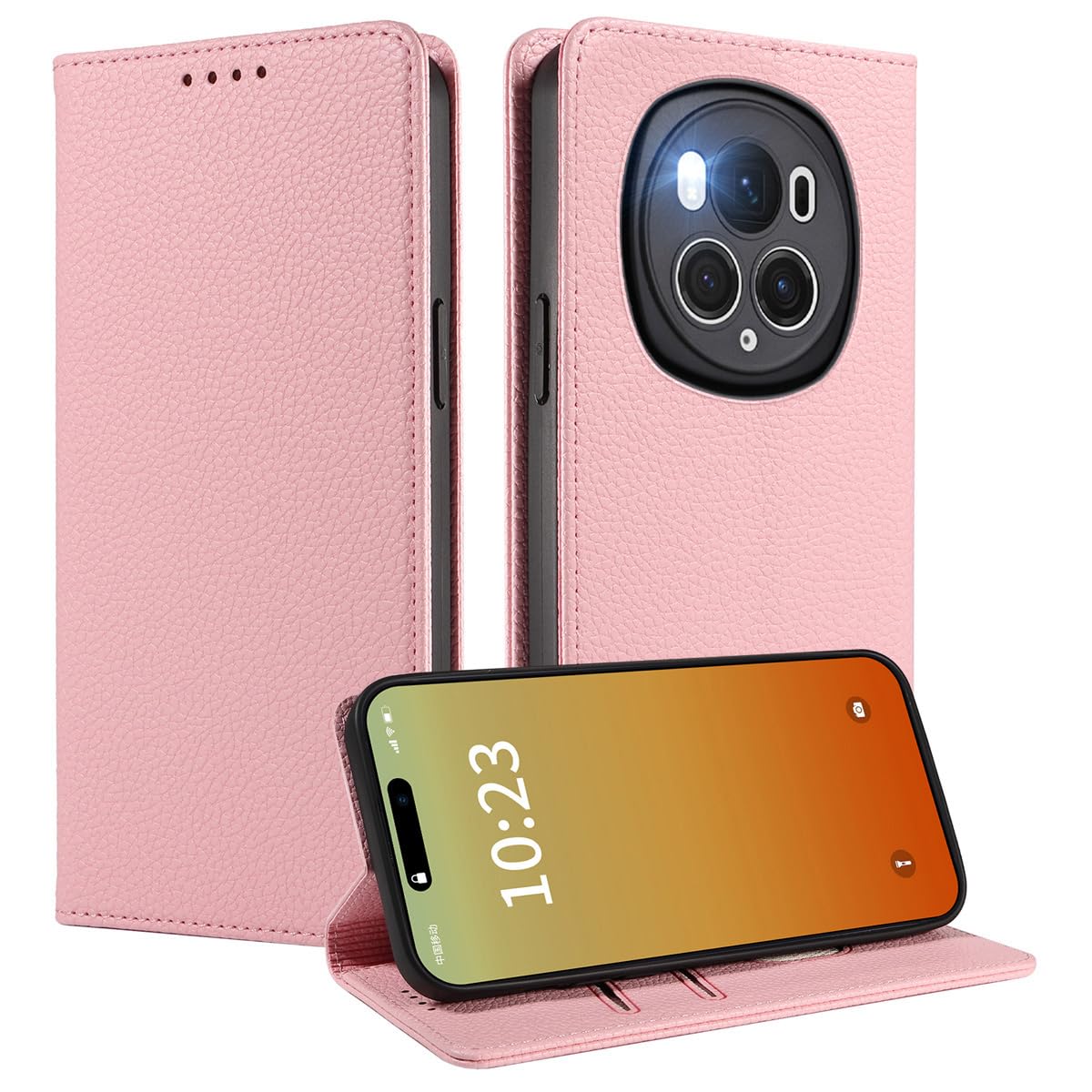 MOJIA Case for Honor Magic 6 Pro / Magic6 Pro, [Strong Magnetic Closure] Premium PU Leather Wallet Case Flip Phone Cover, Card Holder Multifunctional Case. Pink — image 1
