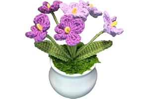 Joekaran Crochet Flowers Cute Little Potted Flower, Gift for Birthday, Teacher’s Day, Graduation, Anniversary, Christmas, Decor for Car Dashboard,Home Office Decoration (Purple Gradient Myosotis)