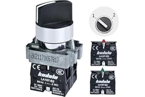 KNDELE 10Amp 2 Position Rotary Switch 22mm 7/8in Mounting Hole Selector Switch Maintained SPDT 1NO 1NC Latching Switch 600V AC for Car Control Box Equipment