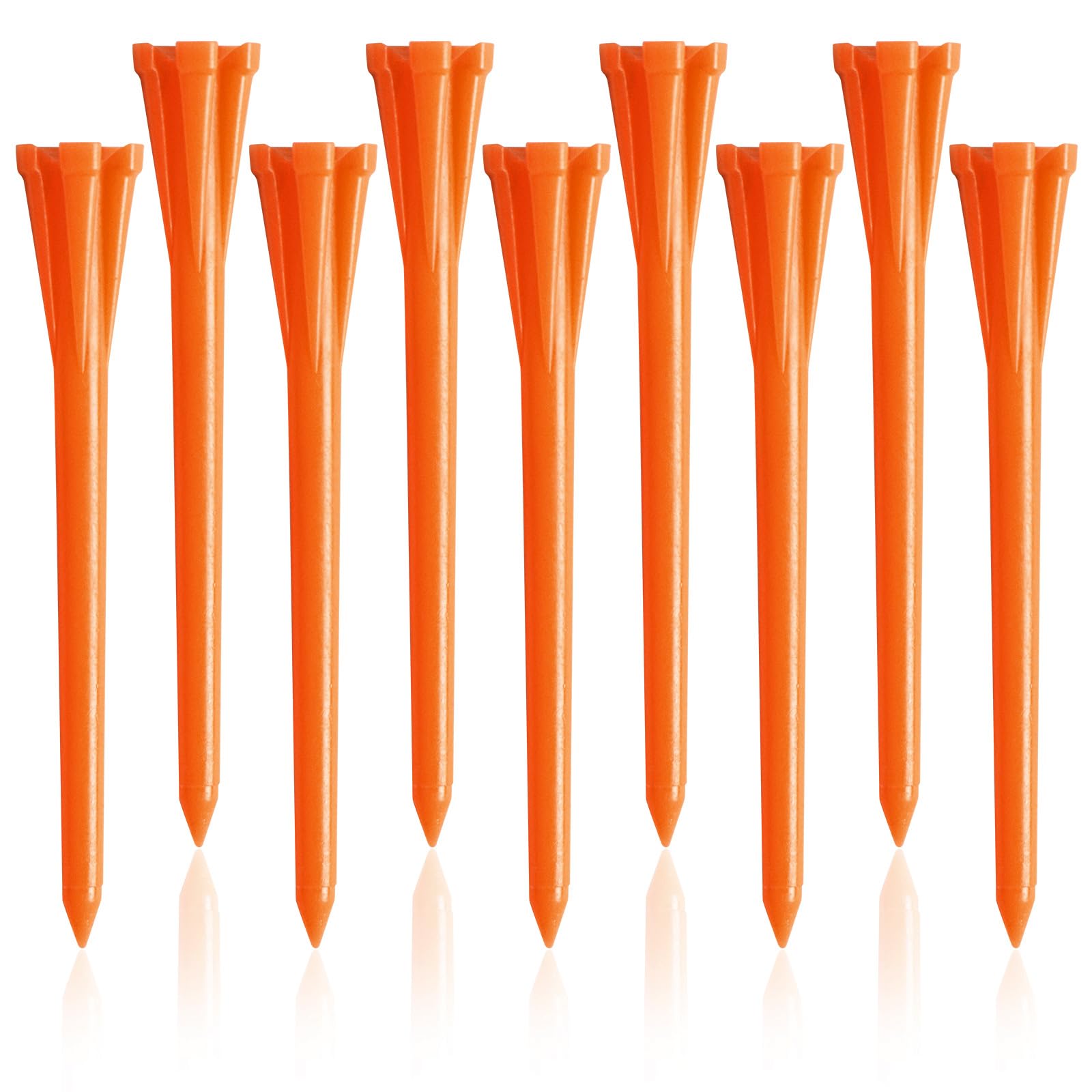 FINGER TEN Golf Tees Plastic Unbreakable Small 3 1/4 Inch 83mm 2 3/4 70mm With Five Claws Prong, Golf Tee Mixed Color Flat Strong Durable Long (Orange, 30 Pack-3 1/4'' 83mm)…