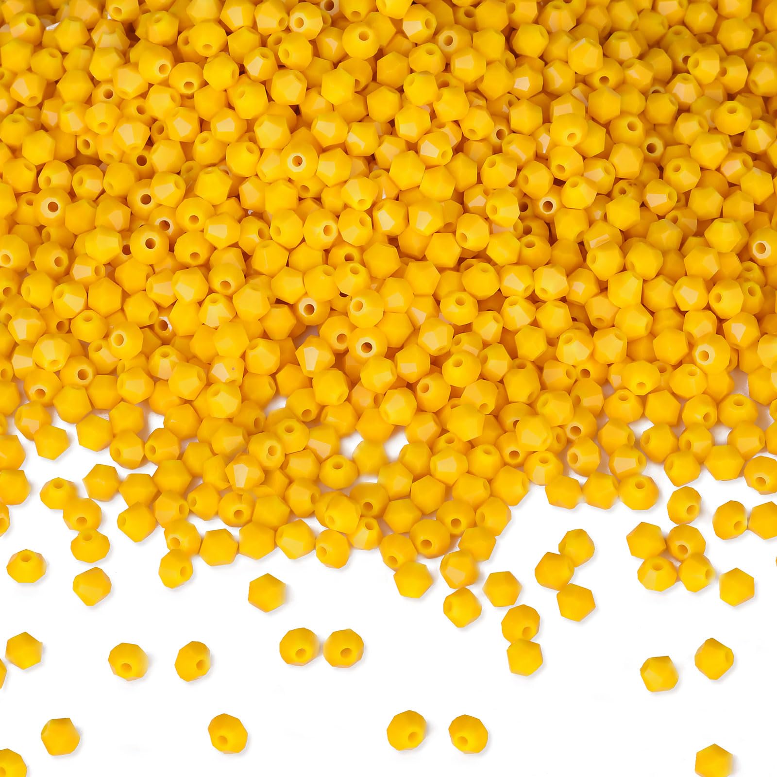 DodoBeads 720 Pcs 4mm Bicone Crystal Beads - Opaque Gold Yellow, Glass Beads for Jewellery & Friendship Bracelet Making
