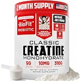 Old School Labs 5g Creatine Monohydrate Powder with BioFit&trade; Probiotics | Strength, Power, Muscle Recovery and Digestive Comfort Support, Micronized, Unflavored, 60 Servings