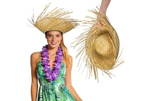Holibanna Beachcomber Hawaiian Straw Hat Woven Straw Beach Hat Breathable Sun Cap for Mexican Themed Parties Outdoor Activiti