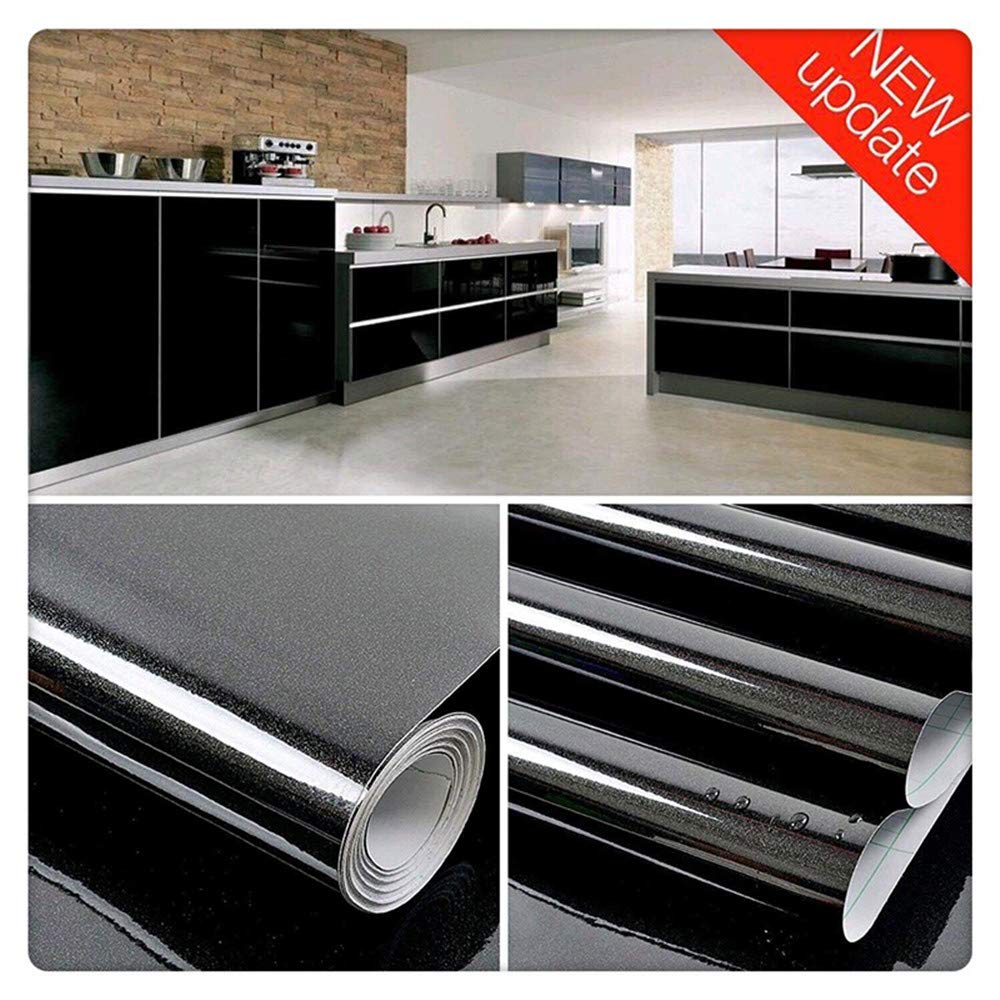 Galleon Shiny Black Contact Paper Vinyl Self Adhesive Film