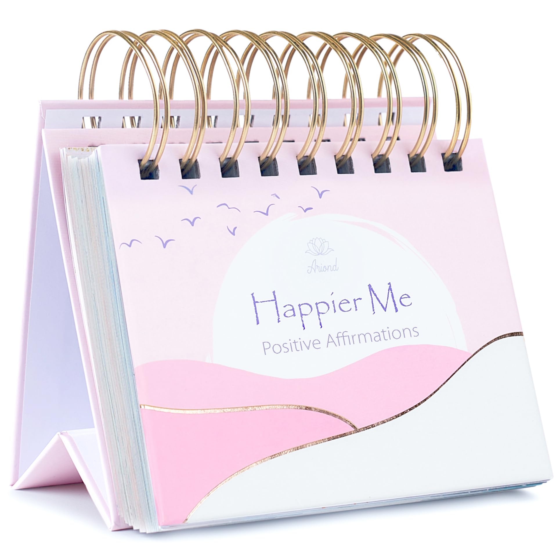Daily Affirmation Calendar, Undated Inspirational Desk Gifts for Women, Affirmations Pink Flip Motivational Pink & white