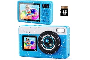 Digital Camera,10FT Underwater Camera with 32G SD Card,2.8'' Dual Screen Waterproof Small Point and Shoot Portable Compact fo