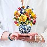 Freshcut Paper Pop Up Cards, Mini Sorbet Roses, 6 Inch Mini Sized Forever Flower Bouquet 3D Popup Greeting Cards, Birthday Cards, Thank You Card, Blank Notecard & Envelope