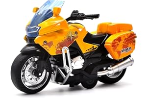 CYYSFIVQZ Die Cast Toy Motorcycle Model - Pull Back Vehicles with Sounds and Lights, Motorcycle Toys for Kids 3-9, for Youngsters who are into Collectible Scaled Cars and Motorcycles (Yellow)