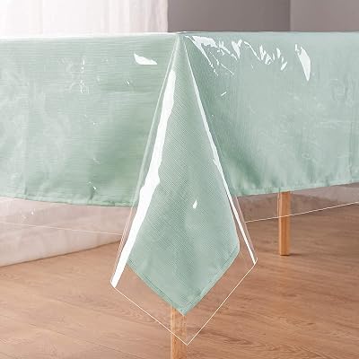 Newthinking Transparent PVC Table Cloth 55x55in Clear Waterproof Square