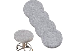 DEBRUYNE ANWUCHEN Stool Covers Round,4 Pack Stretch Round Bar Stool Covers Elastic Bar Stool Seat Covers Stool Cushion Slipcover Bar Chair Cover with Elastic Bands for 13-18 Inch Round Barstool(Medium Gray)