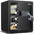 Kavey 2.0 Cub Biometric Safe Box, Fingerprint Safe with Backlit Touch Screen Keypad and Dual Alarm System, Money Safe With Mute Function and LED Light
