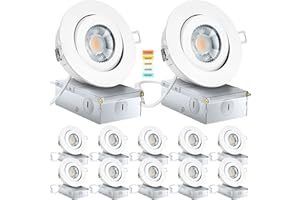 KnLnny Ware 4 Inch Led Recessed Lights, Recessed Lighting 9W 750LM Dimmable LED Recessed Ceiling Light with Junction Box,Adjustable Eyeball Gimbal,ETL Listed, Airtight, 5CCT Selectable, 12Pack