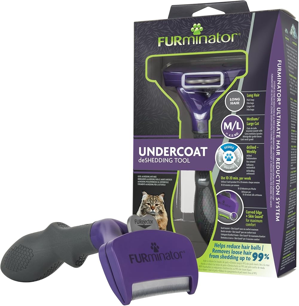 FURminator Undercoat Deshedding Tool for Medium/Large Cats 4.5 kg+