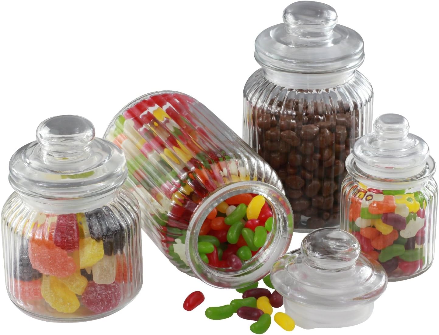 Traditional Victorian Style Glass Sweet jar Ribbed Style (Set of 4