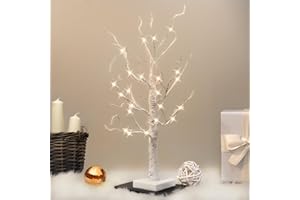 ALFANITE Light up Tree for Table Decor, 2FT Birch Tree with LED Lights, Warm White Fairy Lights Spirit Tree Lamp, Home Decorations, Tabletop Centerpiece, Battery Powered, Timer