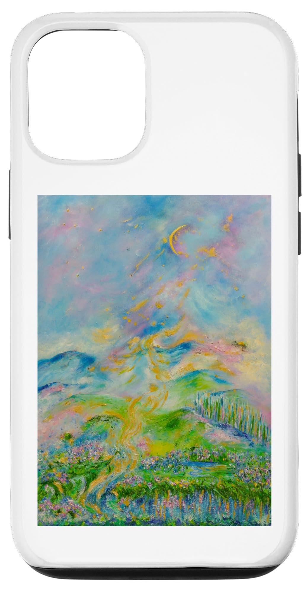 iPhone 15 Meditation & Yoga Gift - Heaven Golden Road to the Moon Case