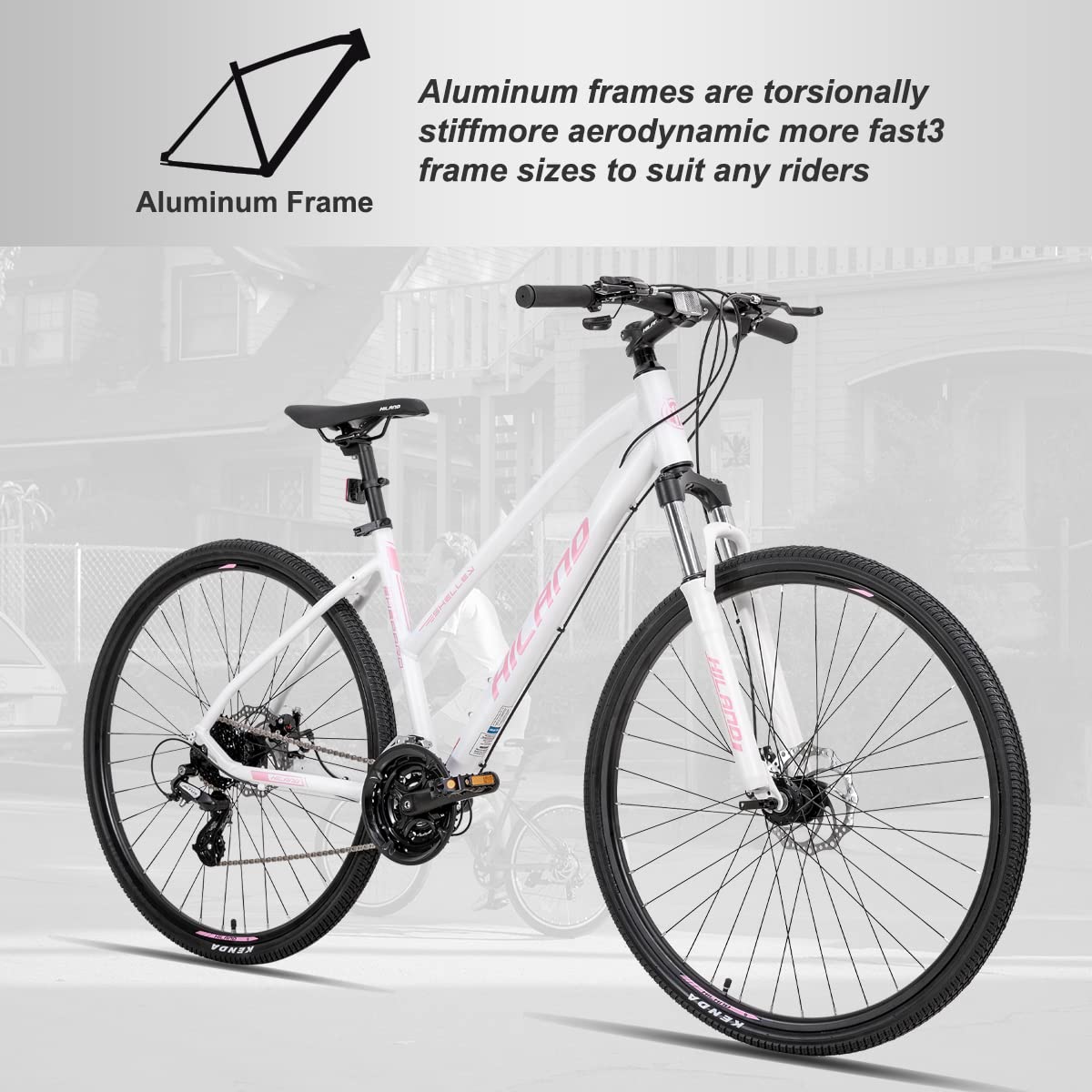 Hiland 700c Road Bike, Racing Bike City Commuting Road Bicycle with 14 Speeds Drivetrain 60cm Black
