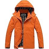 OTU Men's Lightweight Waterproof Hooded Rain Jacket Outdoor Raincoat Shell Jacket for Hiking Travel Orange XXL