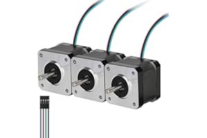 BESJMYT Nema 17 Stepper Motor 3PCS High Torque 0.28Nm(39.65oz.in) 38mm Bipolar 1.3A-2.86V 1.8 Deg 2 Phase 4 Lead for DIY CNC/3D Printer,1.66x1.66x1.5inch