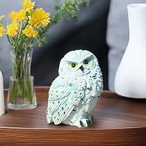 Amazon.com: XKFLAUHM Snowy White Owl Statue and Figurine for Home ...