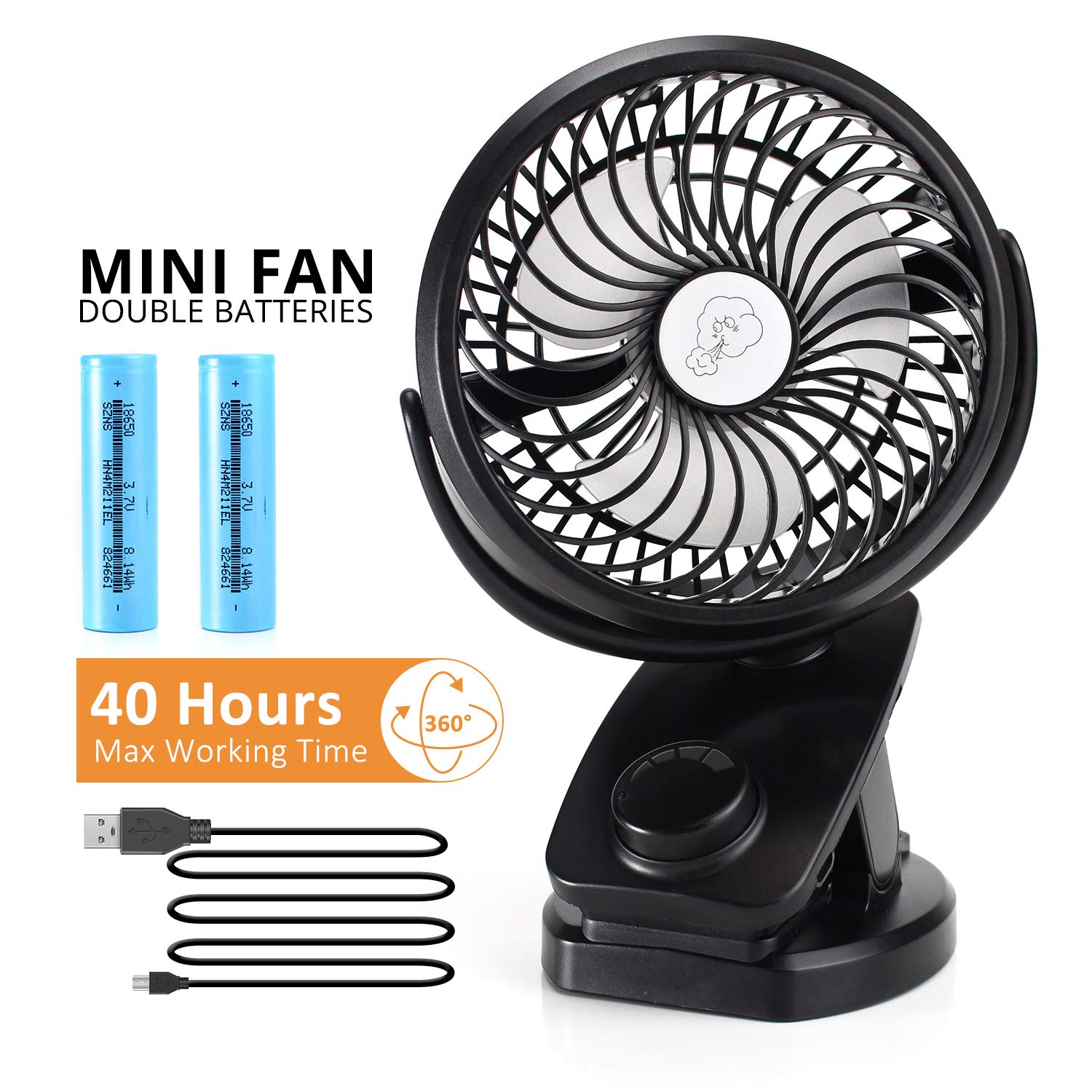 Best clip on fan battery powered fan, sunpollo mini usb desk fan