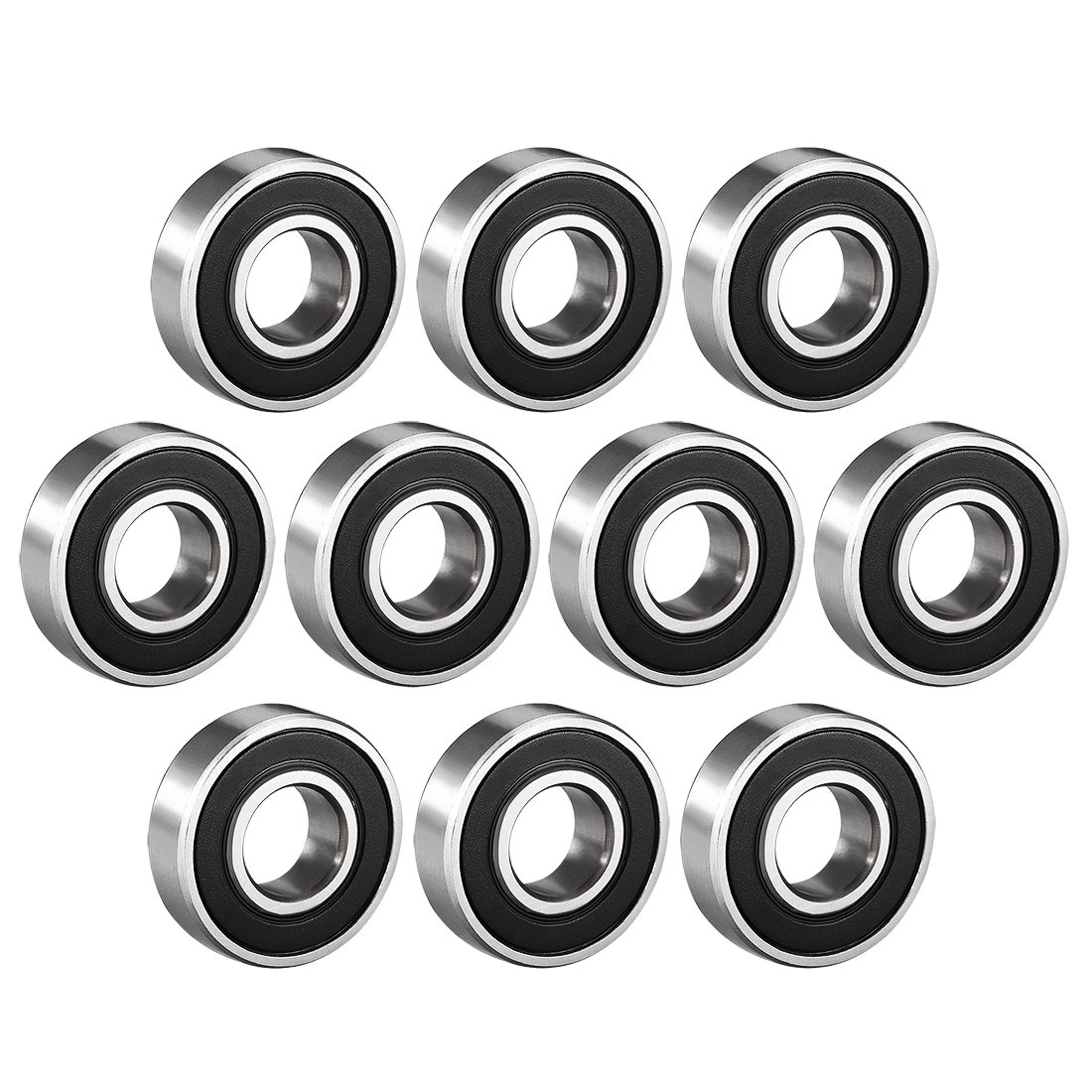 sourcing map 6001-2RS Ball Bearing 12mm x 28mm x 8mm Double Sealed 180101 Deep Groove Bearings High Carbon Steel Z1 (Pack of 10)