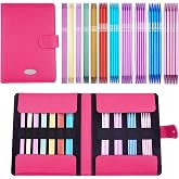 Mdoker 55pcs Double Point Knitting Needles Set Aluminum Knitting Needle 11 Size 2.0mm-5.0mm,6-inch Length Knitting Kits for Handmade Creative DIY Knitting Yarn Projects(Red)