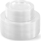 ROCOHANTI 200 PCS Clear Plastic Plates, Plastic Disposable Plates Include 100 Dinner Plate and 100 Dessert Plate Perfect for Holiday, Birthday, Wedding & Party