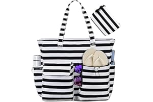CAMTOP Waterproof Beach Tote Bag for Women Girls with Zipper Foldable Sandproof Pool Swim Bag Travel Carry On Gym