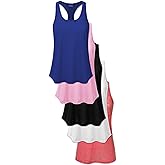 Women's 5 Pack Everyday Flowy Burnout Racer Back Active Workout Tank Tops