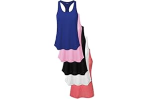 SEXY BASICS Women's 5 Pack Everyday Flowy Burnout Racer Back Active Workout Tank Tops