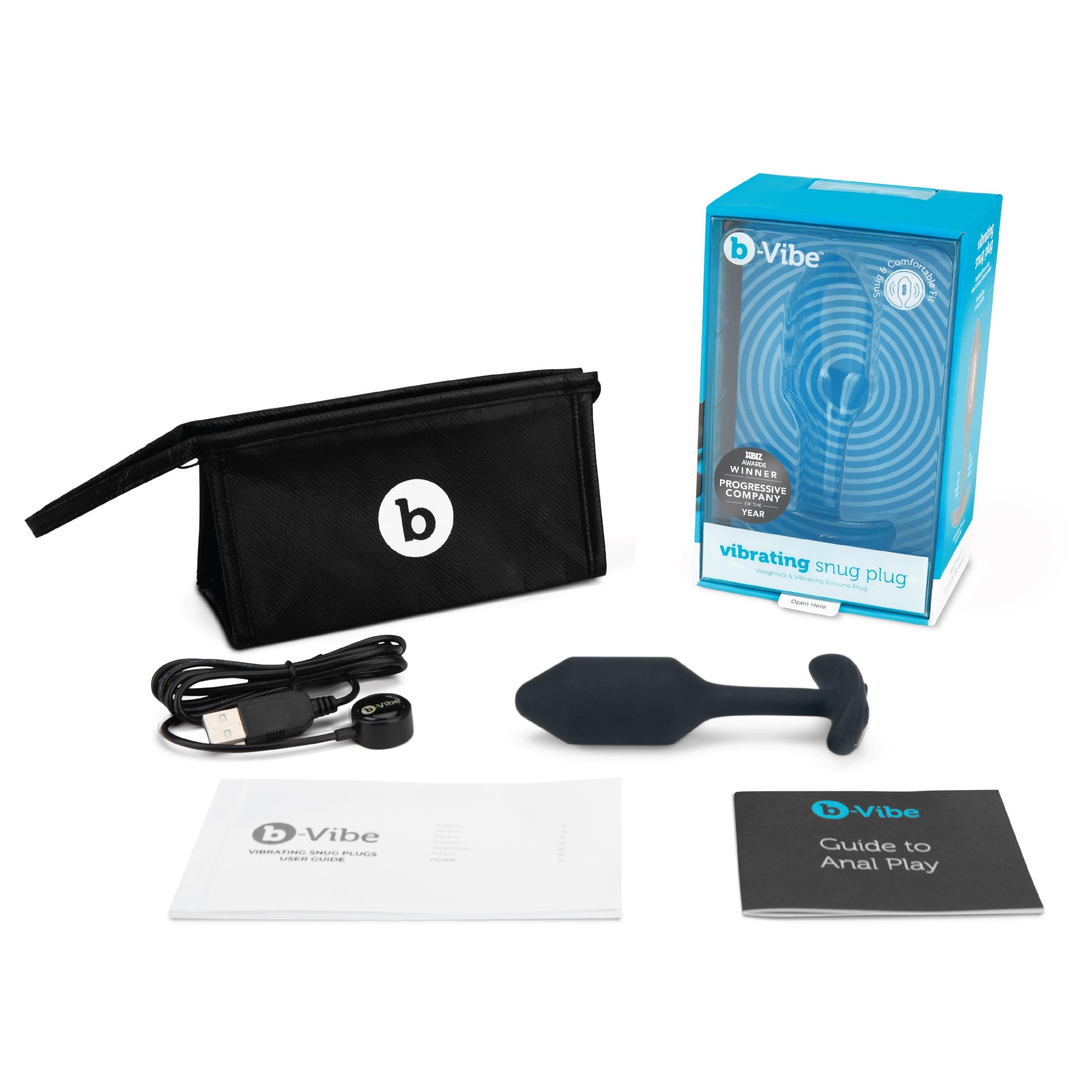 b-Vibe Vibrating Snug Plug Black Medium - Black Medium Snug Plug with Vibrations by b-Vibe for Pleasurable Moments