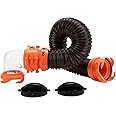 Camco RhinoFLEX Tote Tank 3-Ft RV Sewer Hose Kit - Features Clear Low-Profile 90-Degree Elbow & Steel Wire Reinforced Polyolefin Construction - Includes 4 Bayonet Prongs on Each End (39768)