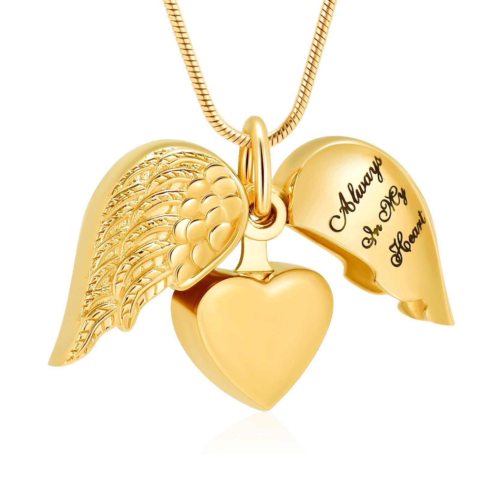 Cremation Jewelry Angel Wing Heart Urn Necklaces for Ashes Memorial Keepsake Pendant for Women Men
