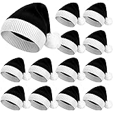 Ramede 12 Christmas Knitted Elf Hats Santa Hat for Adults Xmas Beanie Winter Hats with Pompom Bulk Crochet Caps for Women Men