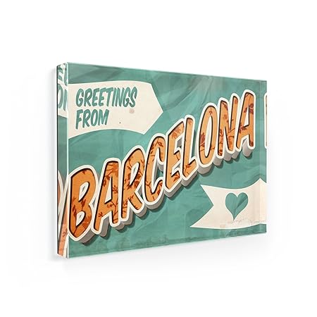 Imán para nevera saludos de Barcelona, Vintage Postcard ...