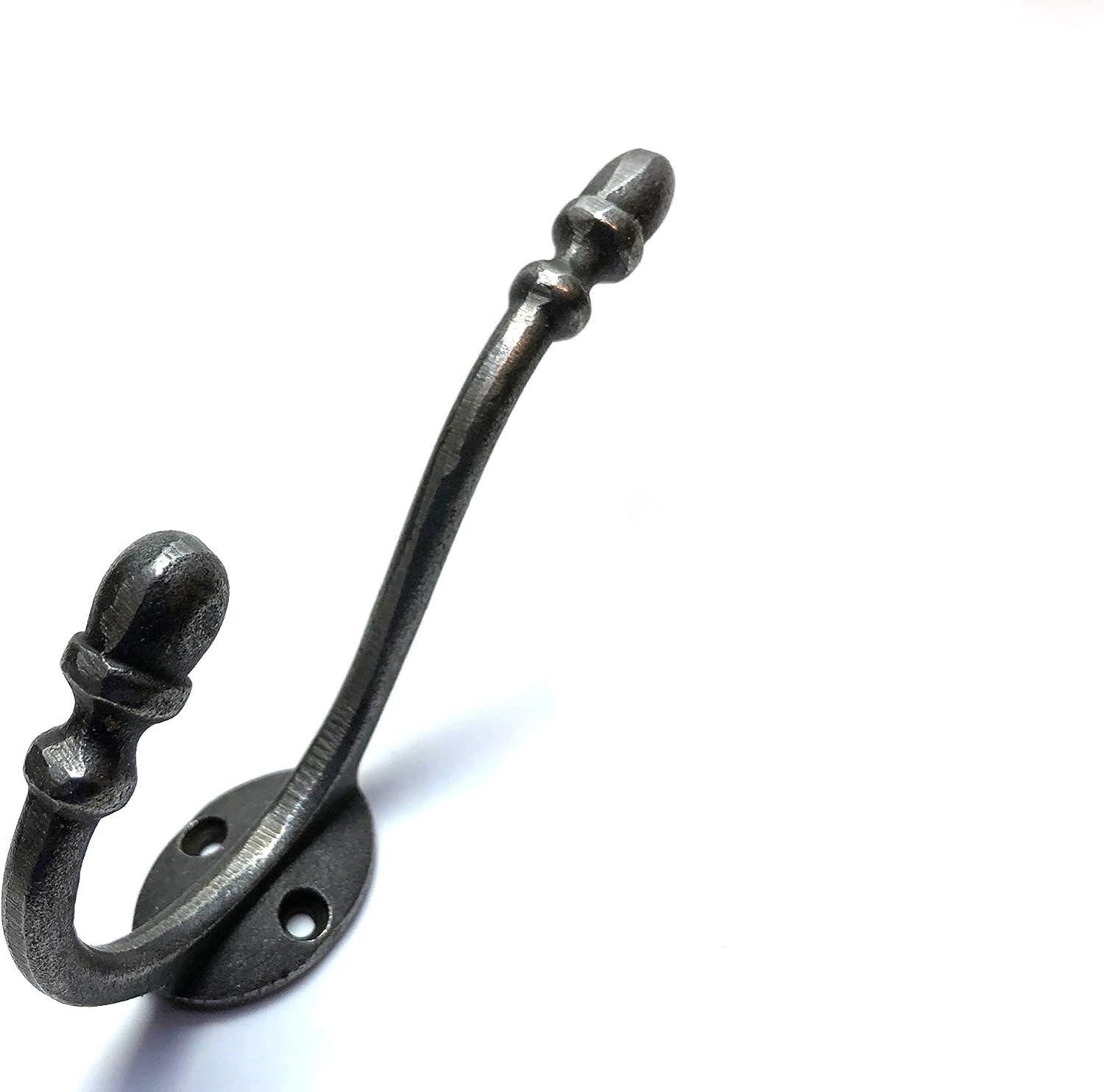 Oakcrafts - Antique Acorn Design Cast Iron Coat Hook - 5" / 130mm - Pack of 5 Hooks, Grey - Image 3