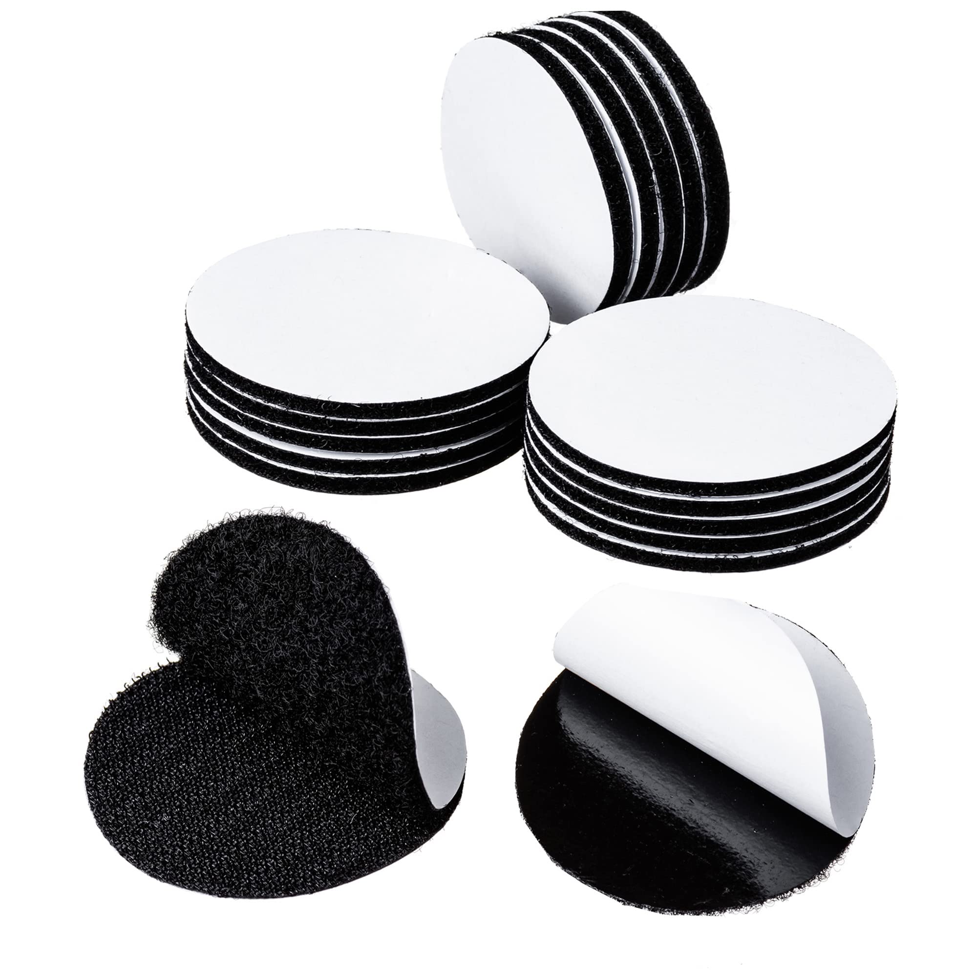 BRAVESHINE Heavy Duty Hook and Loop Dots, Self Adhesive Dots Tapes, Sticky Back Coins Circles, Round Sticky Pads, Black Self Adhesive Coins for School, Home, Office (12 Pack,Round 50mm)